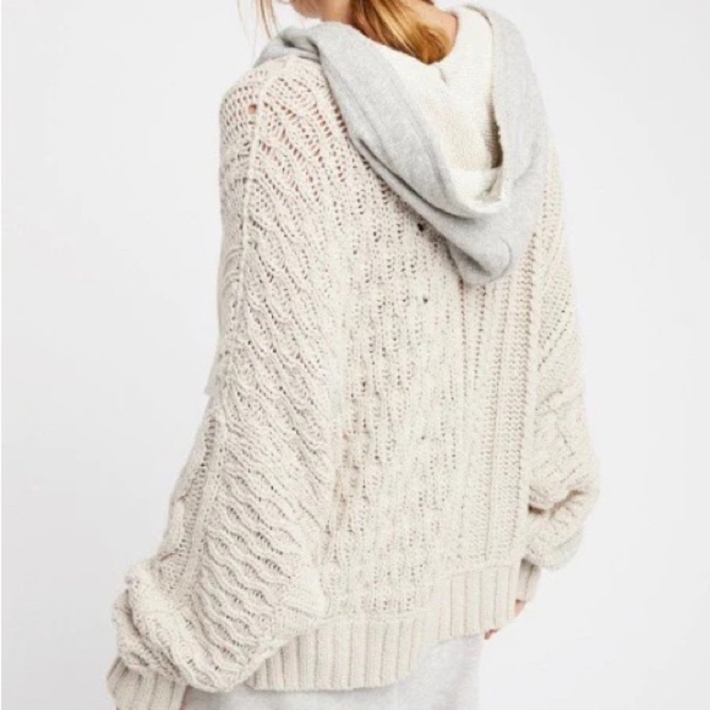 Free People Elan Tierra Cable Knit Hoodie Sweater - Picture 2 of 5